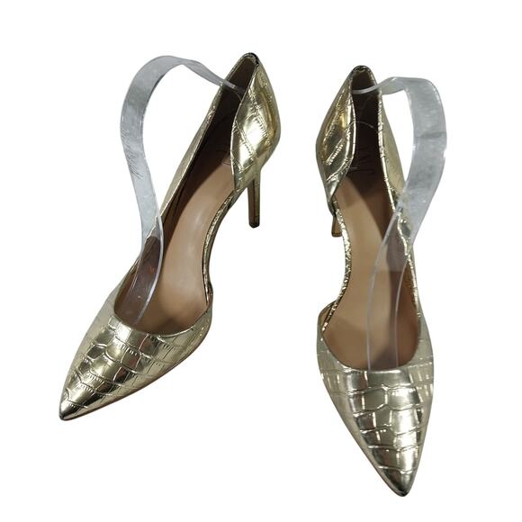 INC! SOLID VEGAN LEATHER, CROCODILE IMPRINT CUTAWAY SIDE HEELS, PUMPS! SZ 10M - Picture 3 of 12